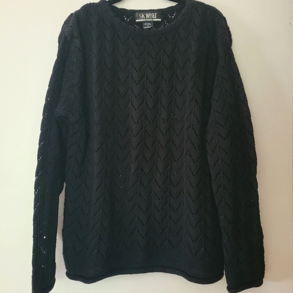 Vintage SK Wear Scallop Collar Knit Sweater women size Small - Picture 1 of 8